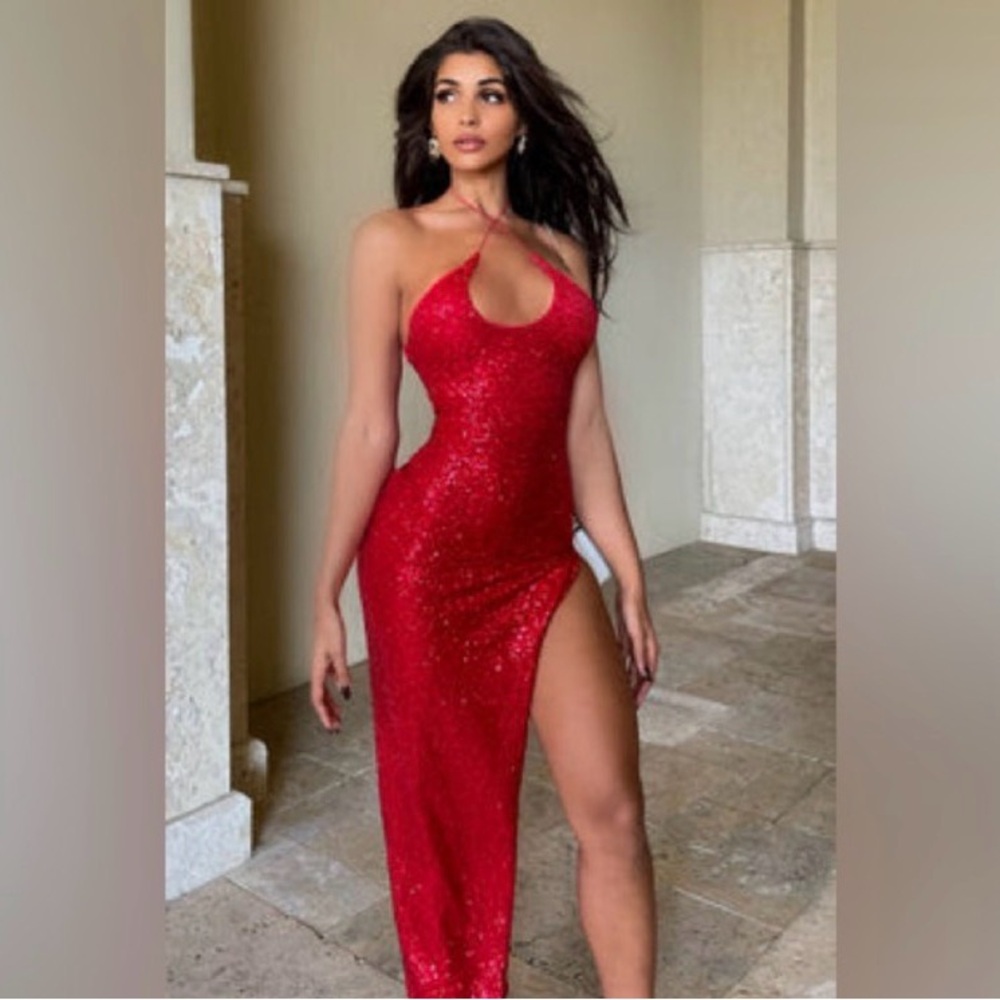 Fashion Nova Red Sequin Dress NWT